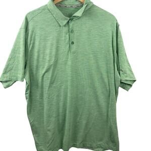 Walter Hagen XL Green Micro Stripe Performance Golf Polo Shirt Moisture Wick
